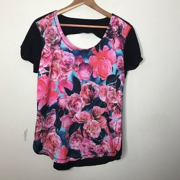 Lululemon Sz M/L Floral Print Short Sleeve Shirt - Picture 2 of 3